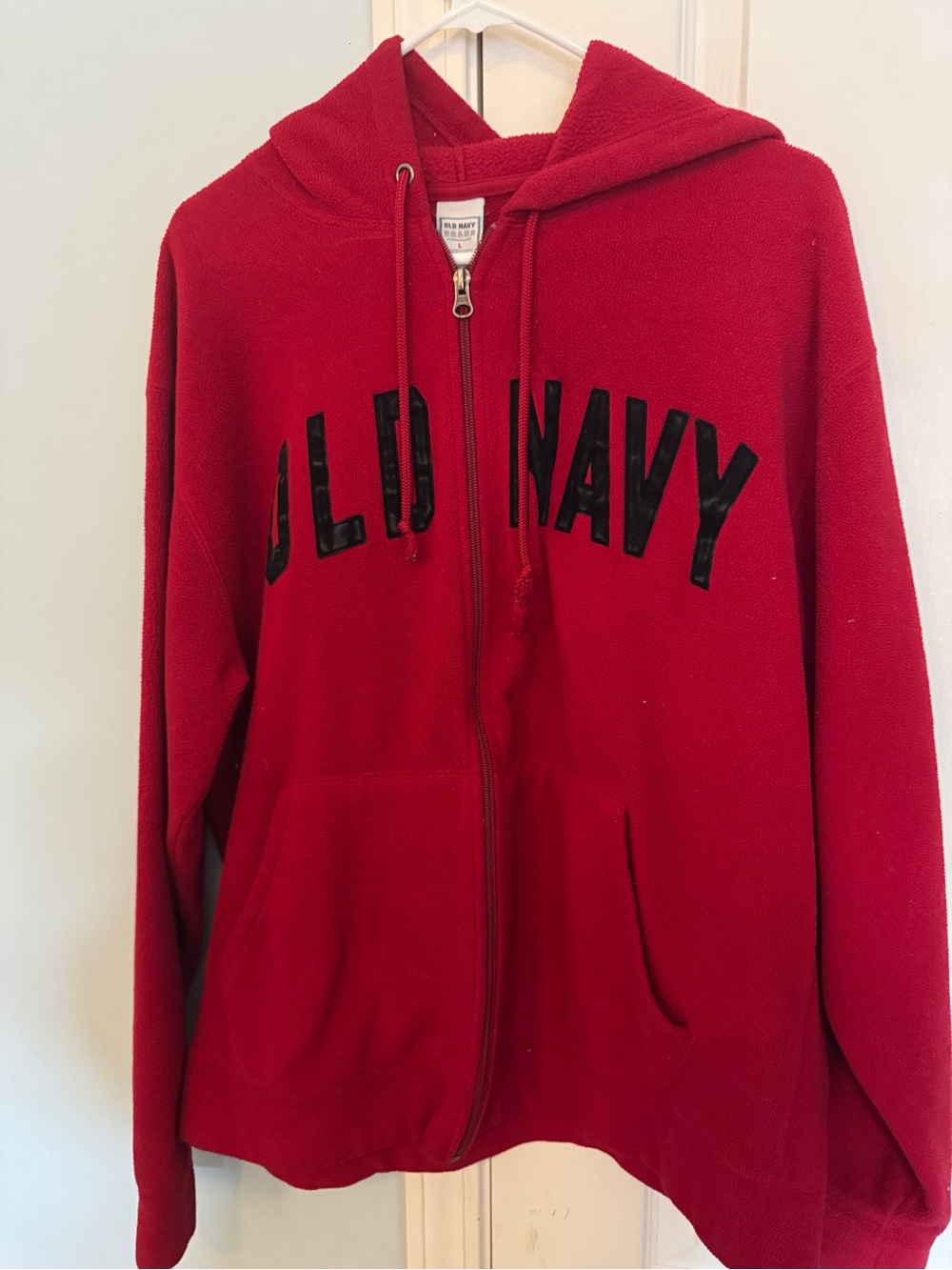 Old Navy Red Zip-Up Hoodie Me s Size Large Fleece